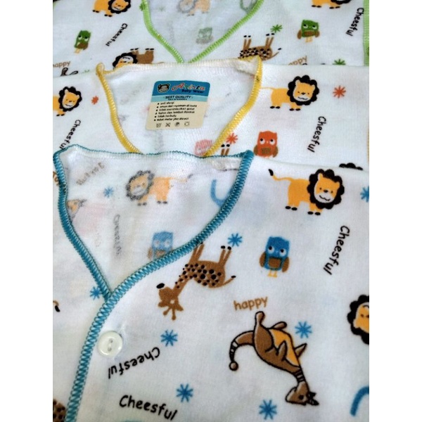 BAJU BAYI  KUTUNG PUTIH MOTIF ANIMALS isi 3PCS