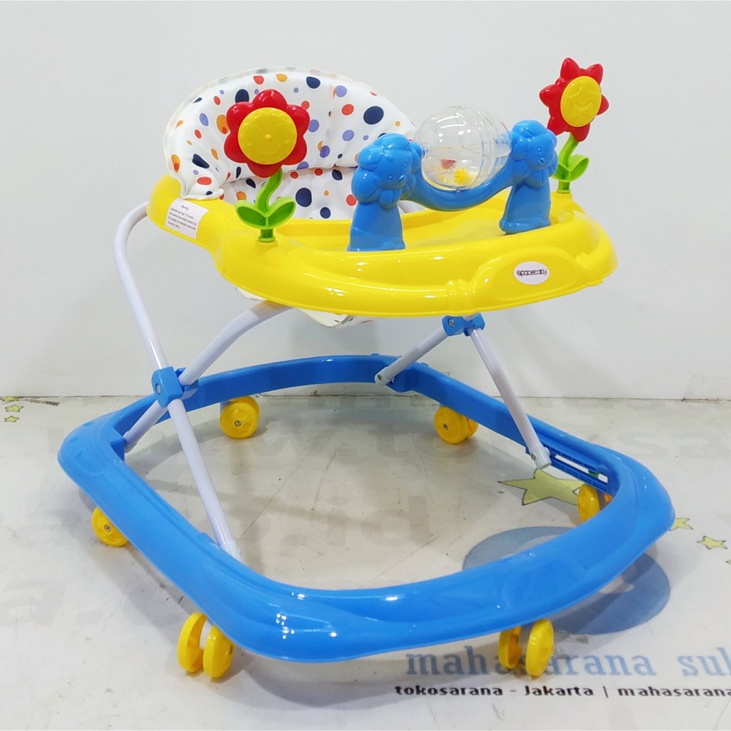 Baby Walker Spacebaby by Pacific SB609 6-12 Bulan Roller & Sunflower Toy Anti Roll Structure Design