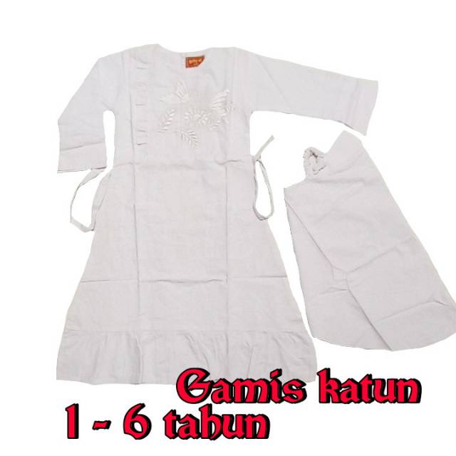 Gamis putih anak 1 - 6 tahun busana muslim anak perempuan sholehah