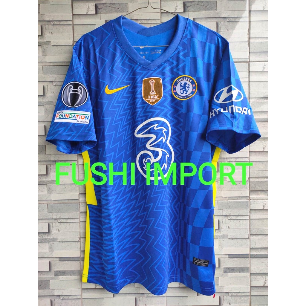 HQ JERSEY BOLA CHELSEAA HOME FULL PATCH CHAMPION + WCC 2021-2022 GO HIGH QUALITY IMPORT