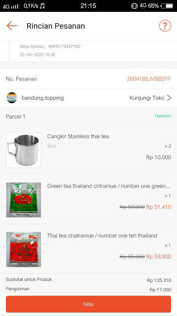 Cangkir Stainless Thai Tea