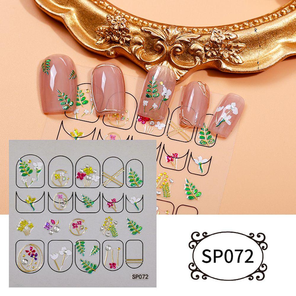 [Elegan] Aurora Stiker Kuku Wanita Fashion Pola Tidak Teratur Flamingo Bunga Nail Art Dekorasi