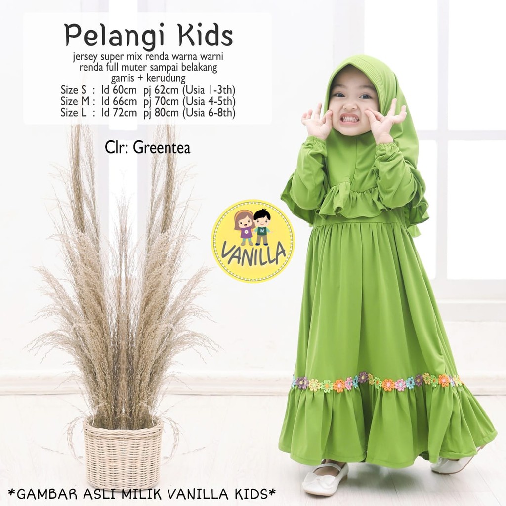 RHS ~ pelangi hijab gamis anak 1 - 8 tahun bahan jersey premium ori solo by vanilla hijab
