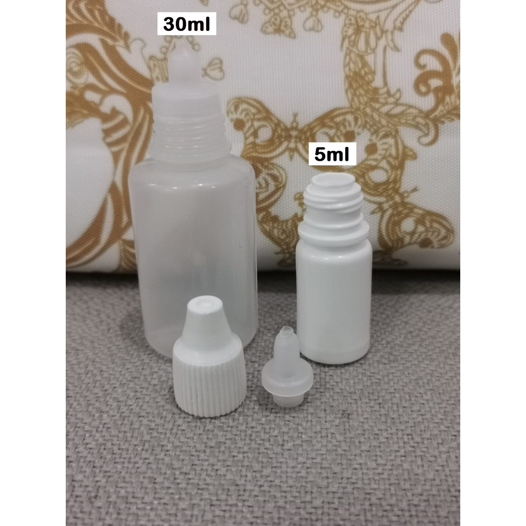 Botol Tetes mata 5 5ml PUTIH Natural LD LDPE HD HDPE Non segel Polos Bolong esen essen Chubby Gorilla