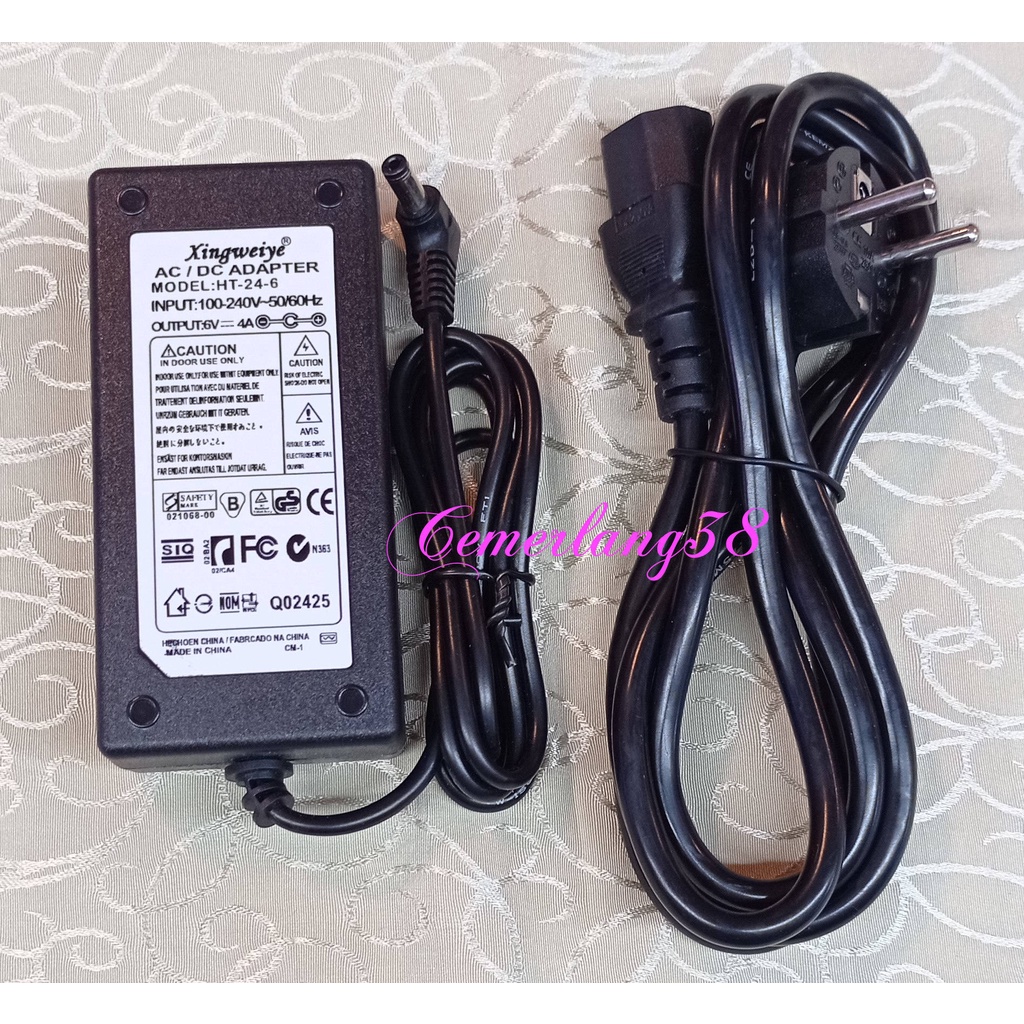 adaptor charger 6v 4a + kabel power PSU power supply 6 volt 4 ampere