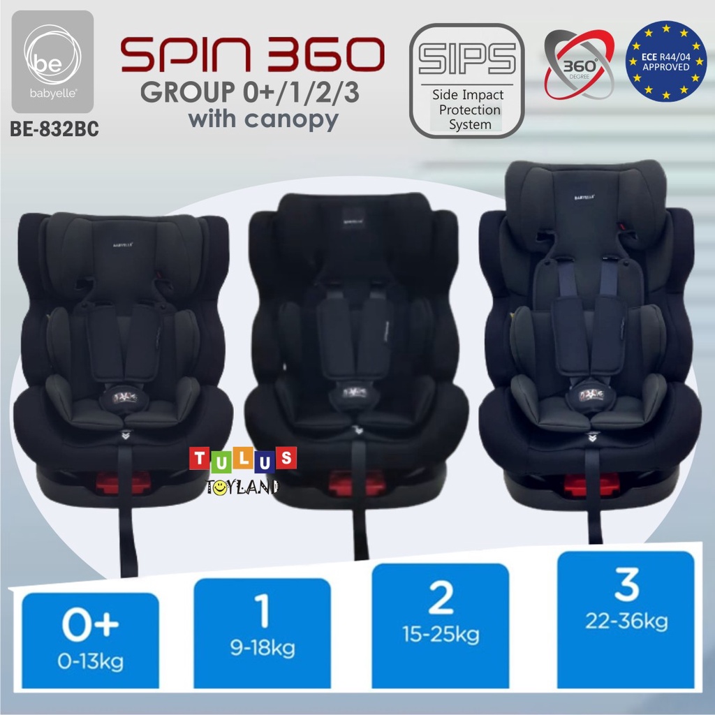 Car Seat Babyelle SPIN 360 NEXT Rotate ISOFIX kursi mobil anak Baby Elle Every Stages bisa putar full carseat canopy  BE 831 BC 832