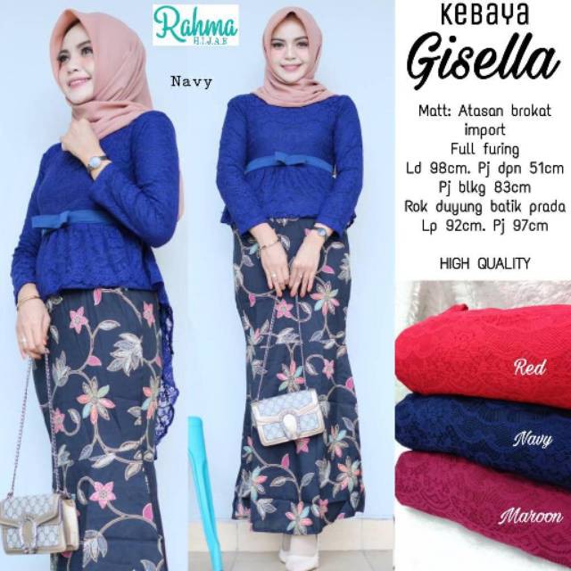 kebaya gisella set | atasan brokat  & furing  plus rok duyung batik prada Girls Muslim Casual