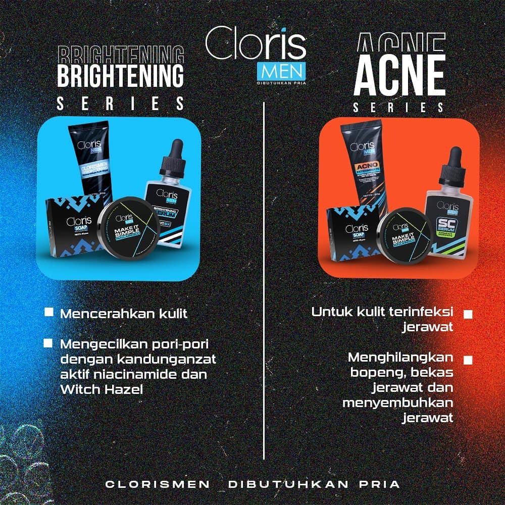 Paket Skincare Pria Clorismen Brightening Pemutih Pencerah Wajah Kusam Berjerawat Muka Cowok C12