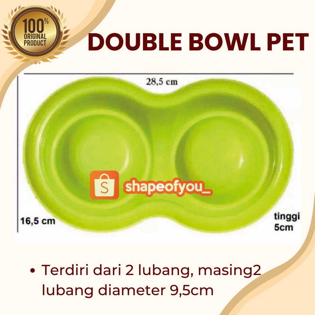 Tempat Makan Minum Kucing Anjing Double Bowl Pet Feeder Anti Semut Dua Sisi Mangkuk Makanan Minuman Hewan Tebal