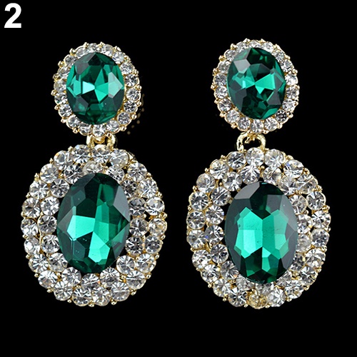 Hu Hu Hu Hu Hu Alat Bantu Pasang Kacamata♡ Anting Tusuk Gantung Bentuk Oval Geometri Hias Berlian Imitasi Gaya Vintagemewah Untuk Wanita