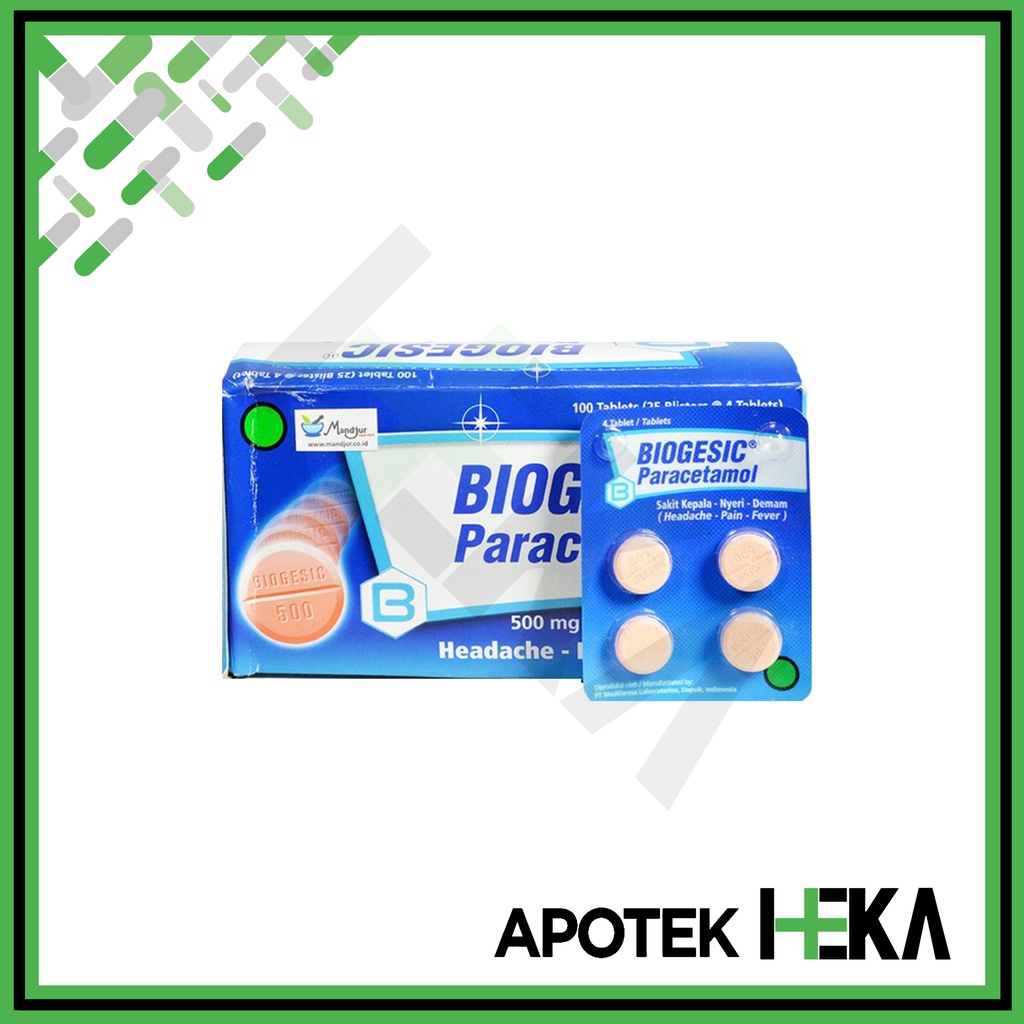 Biogesic Parasetamol Box isi 25x4 Tablet - Obat Sakit Kepala, Demam (SEMARANG)