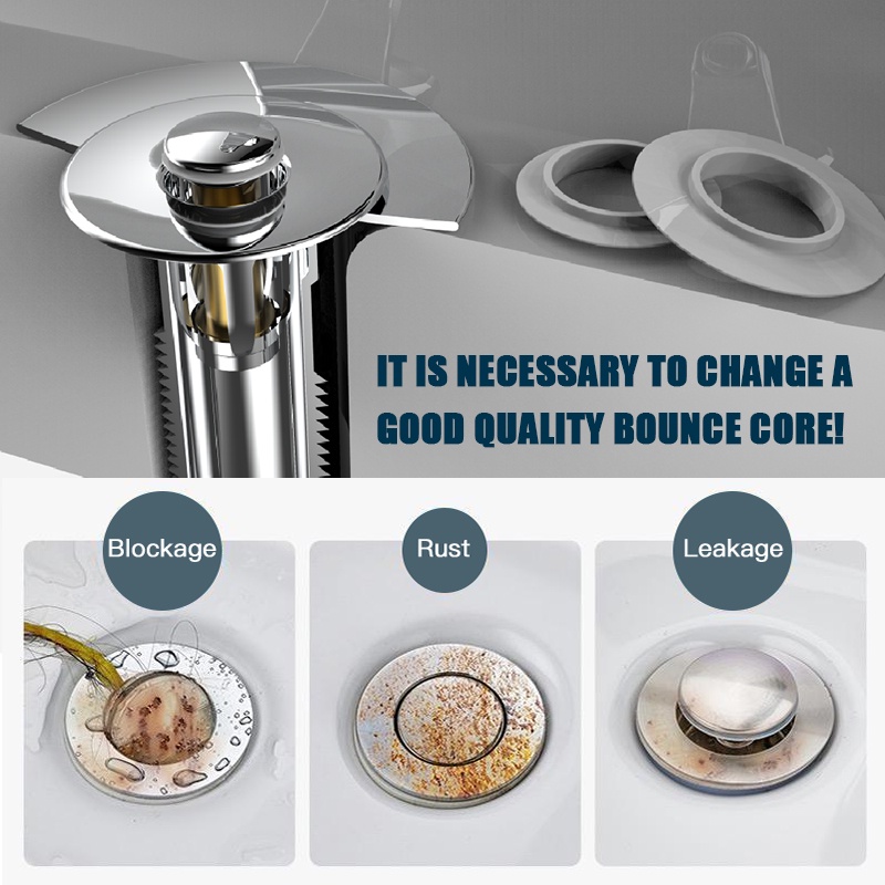 Kitchen &amp; Bathroom Universal ABS Brass Pop-Up Bounce Core Basin Drain Filter for Standard Drains