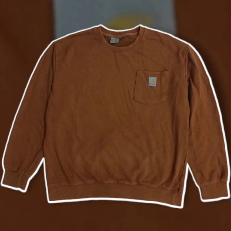 crewneck carhartt cokelat | carhartt crewneck | jaket carhartt | sweater carhartt | carhartt pocket 