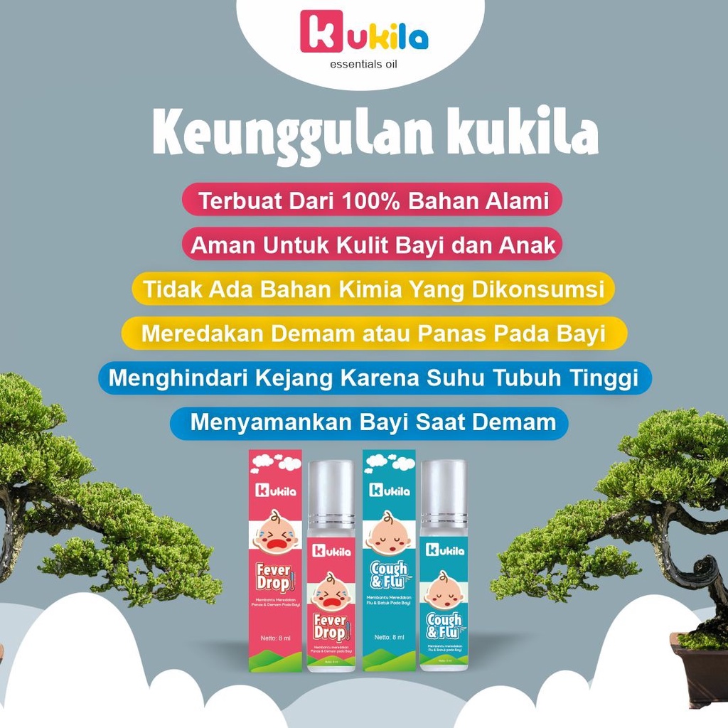 Kukila Essential Oil Baby Cough N Flu 8ml Pereda Batuk Pilek Hidung Tersumbat Pada Anak 0 - 3 Years-5