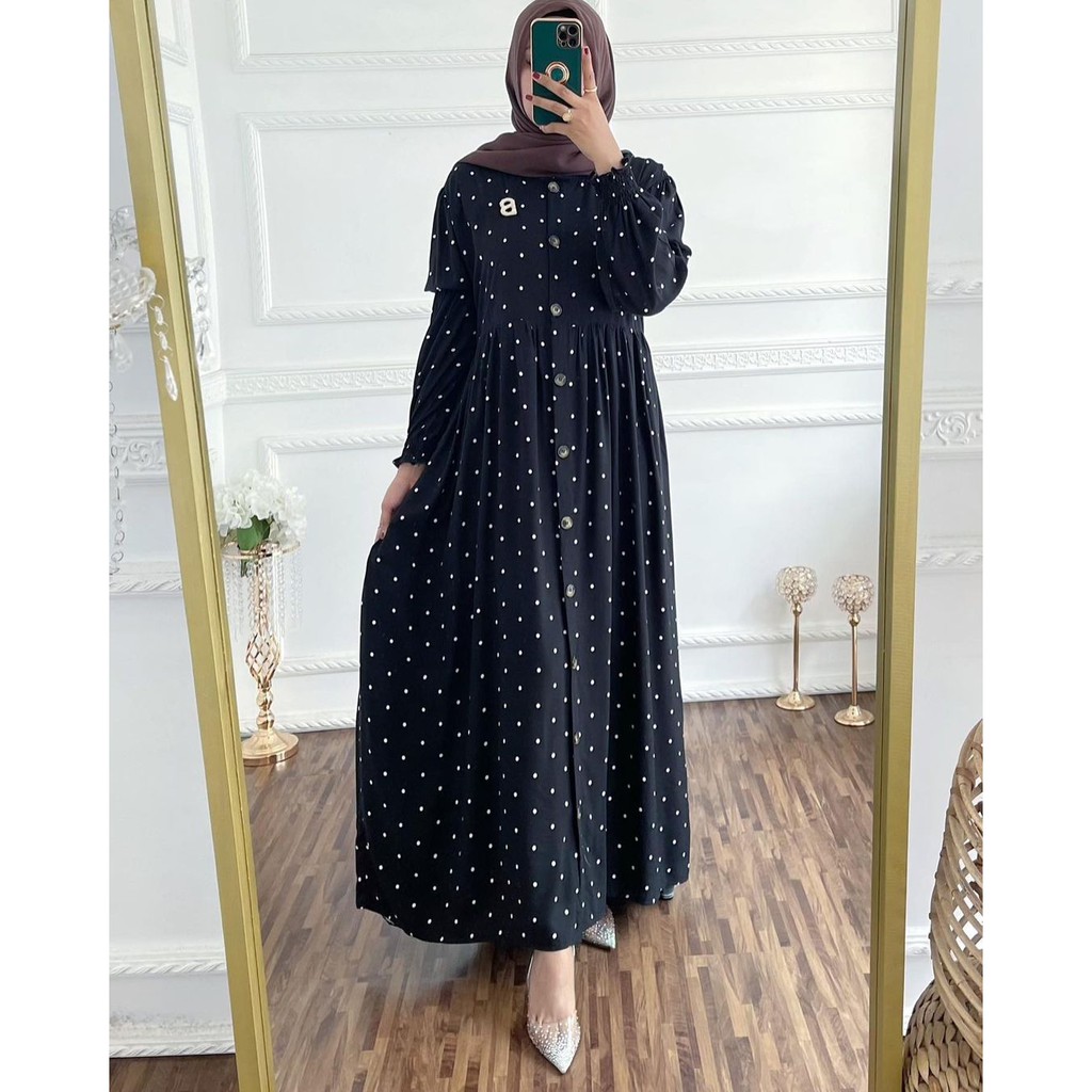 KIRANAOFFICIAL - ( COD ) SABRINA POLKA DRESS RAYON VISCOSE