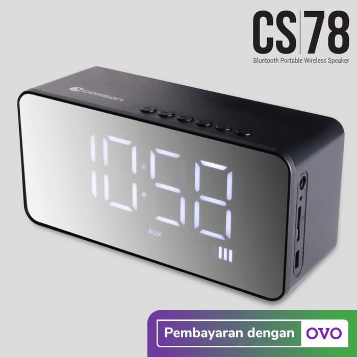 Comson Cs78 Speaker Portable Bluetooth Dengan Alarm Dan Jam Digital