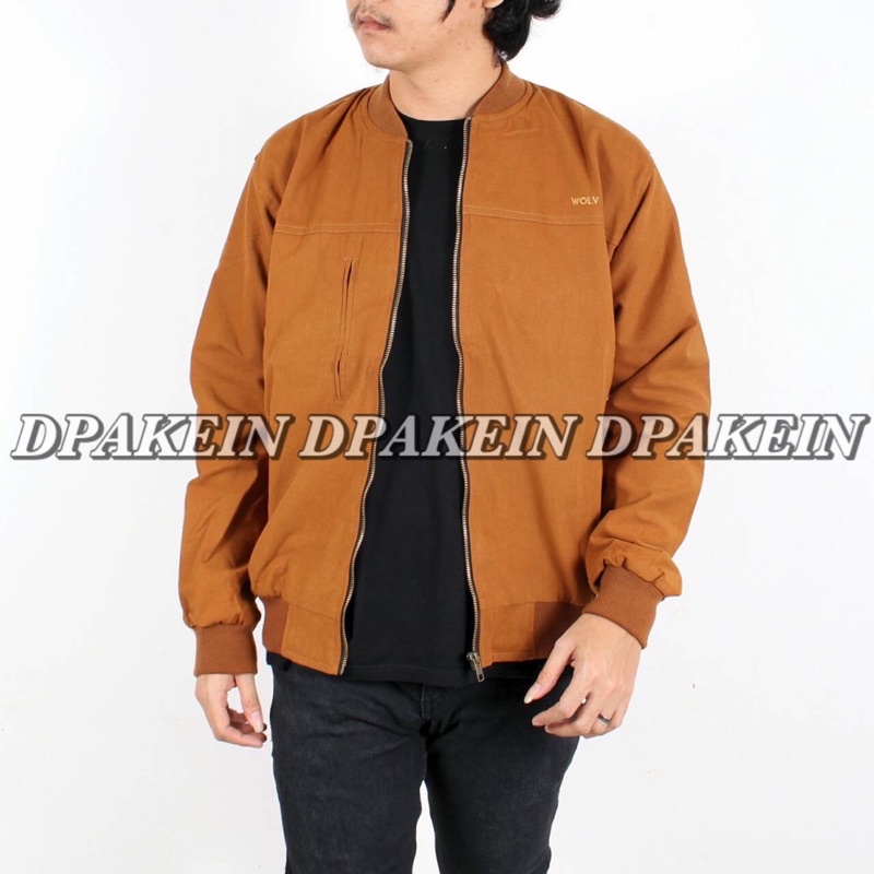 Caramel Jaket Bomber Canvas Wolv Original Product