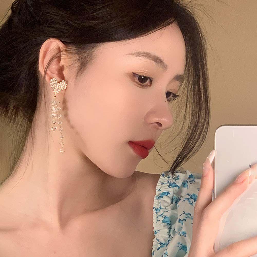 Mxbeauty Menjuntai Anting Trendi Mewah Gadis Hadiah Geometris Berlian Imitasi Kristal Korea Earrings