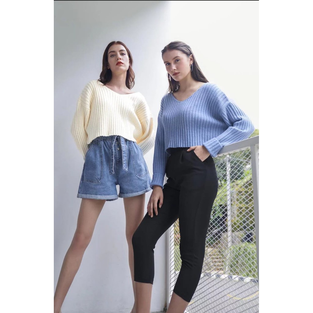 TOKUDAI CROP KNIT SWEATER_ crop_Oversize_rajut tebal7get