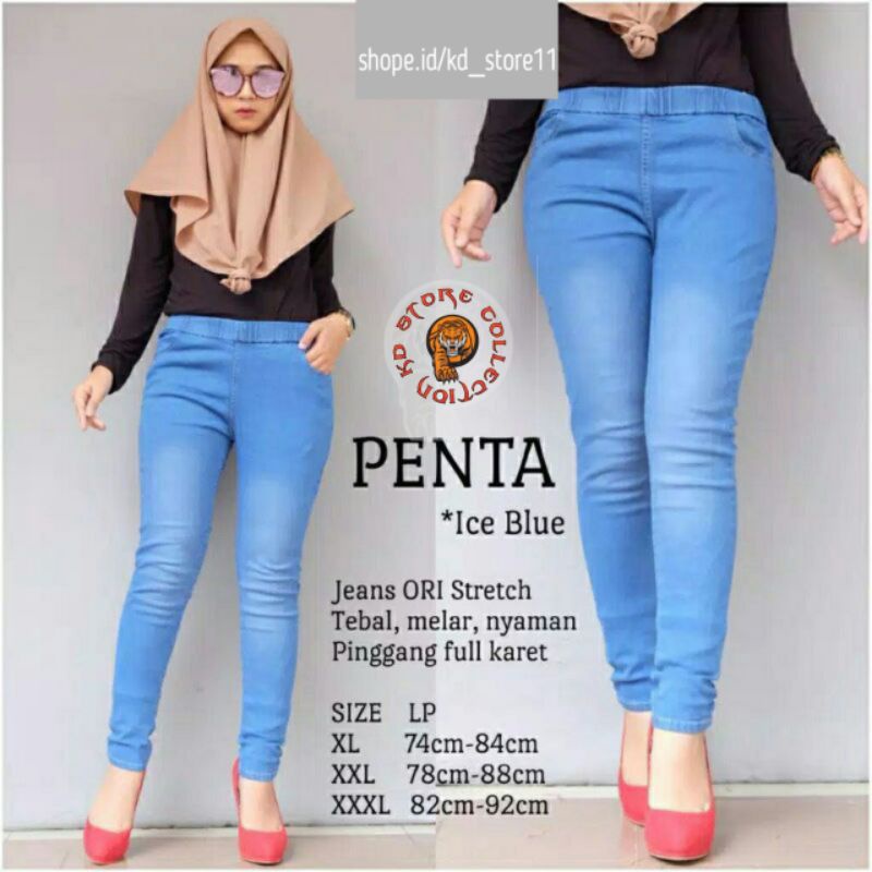 Celana jeans fashion cewek legging karet