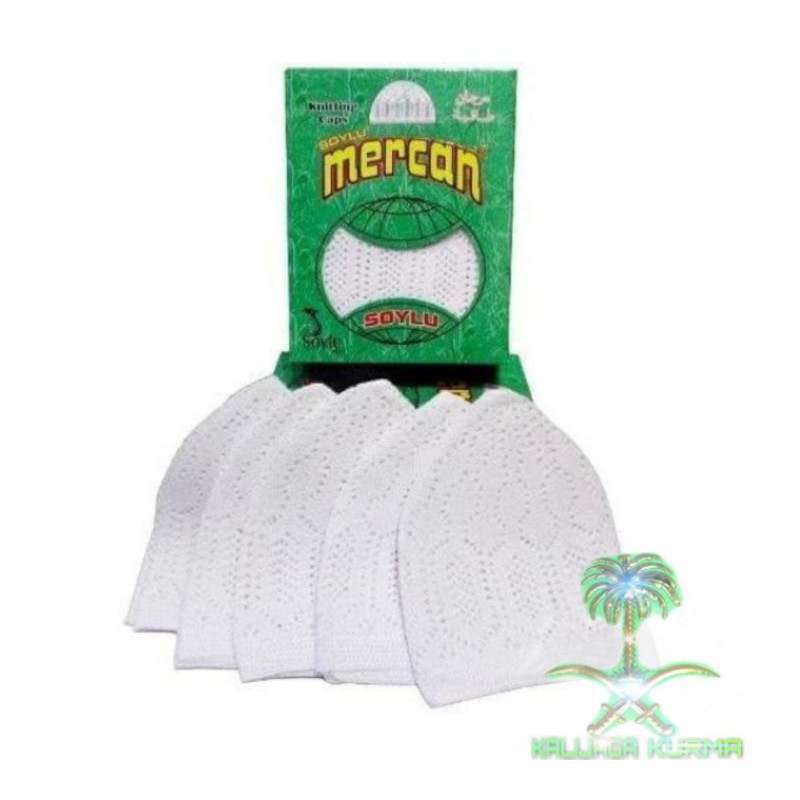 Peci haji putih 1pcs all size/kopiah mercan/peci turkey