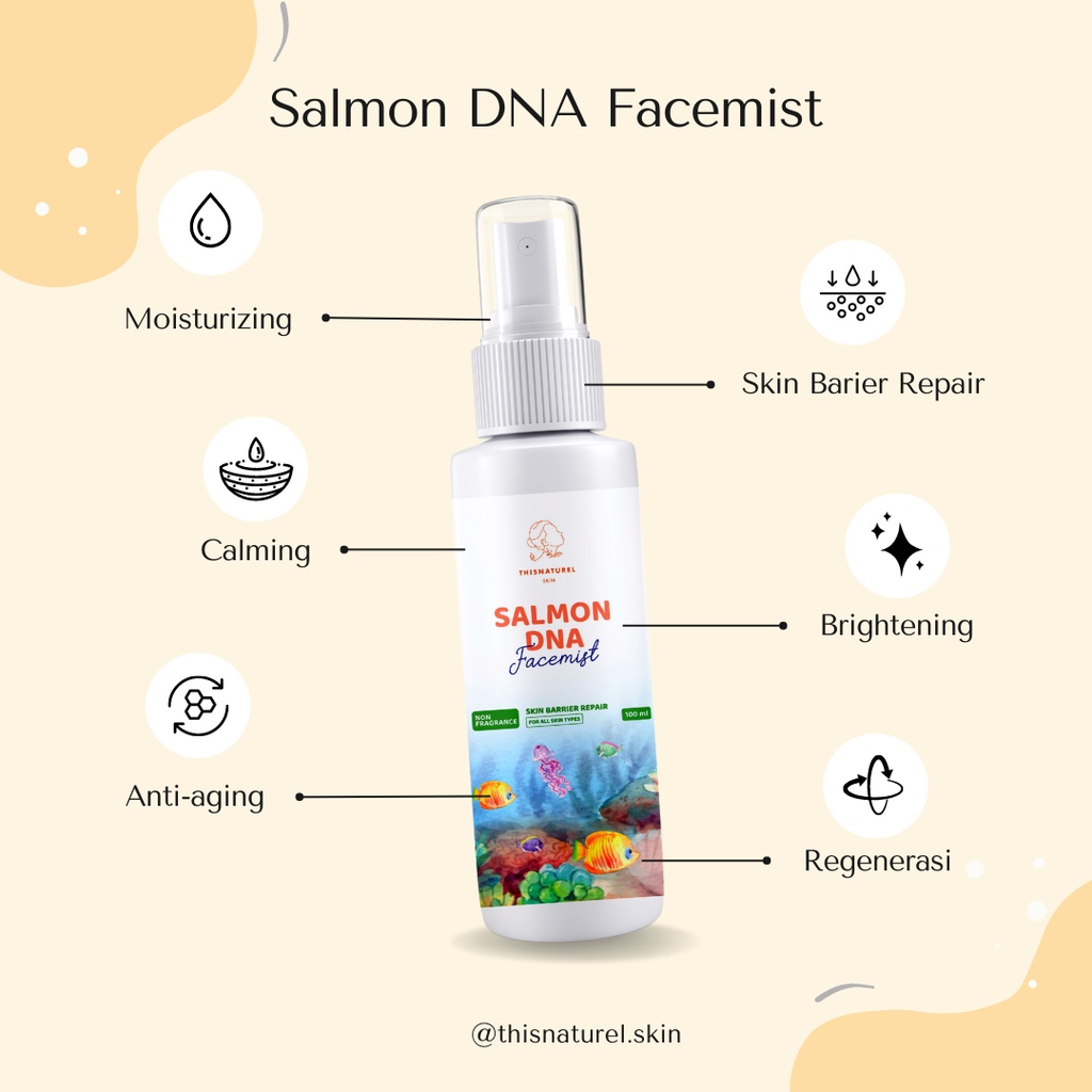 Salmon DNA Facemist 100ml - 5 in 1 Multi Use Spray BPOM THISNATUREL