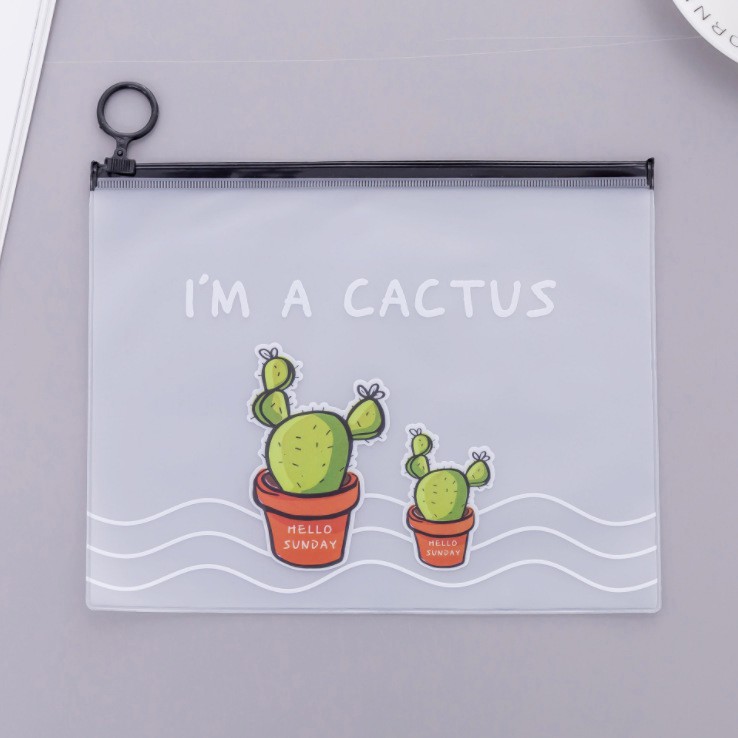 MURMURE.ID | ZIPPER BAG CACTUS - ZIPLOCK MOTIF KAKTUS - STORAGE BAG TEMPAT PENSIL TRANSPARAN PC006-DUA CACTUS
