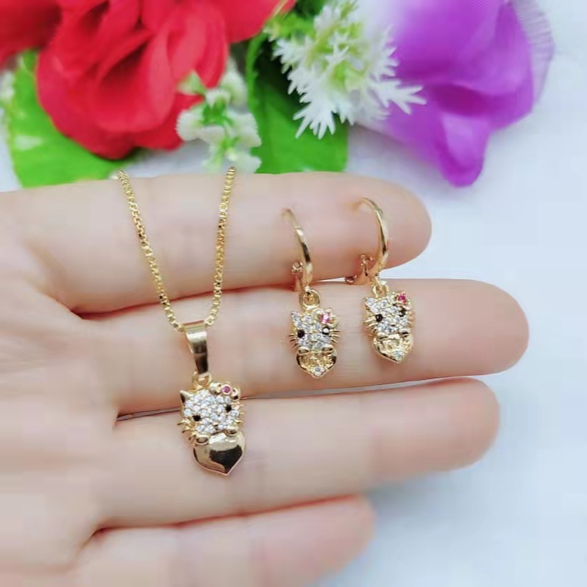 Set Perhiasan Fashion Kalung/anting Lapis emas