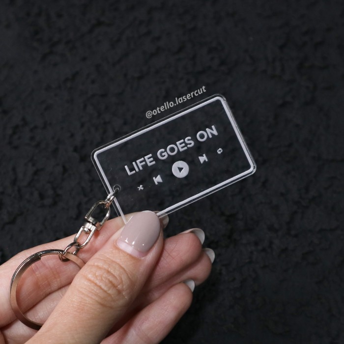 Custom Gantungan Kunci Rectangle Spotify Judul Lagu Akrilik Keychain Acrylic Musik Music