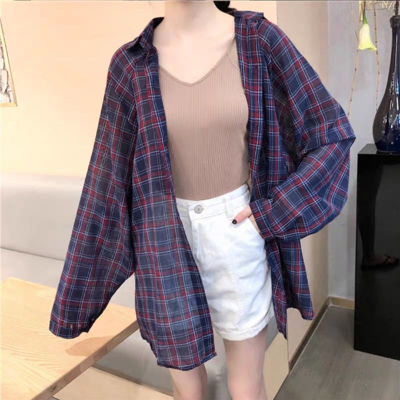 MDLV ~ 8682# Hollista Plaid Shirt Premium Import Kemeja Blouse Wanita Motif Kotak Fashion Import