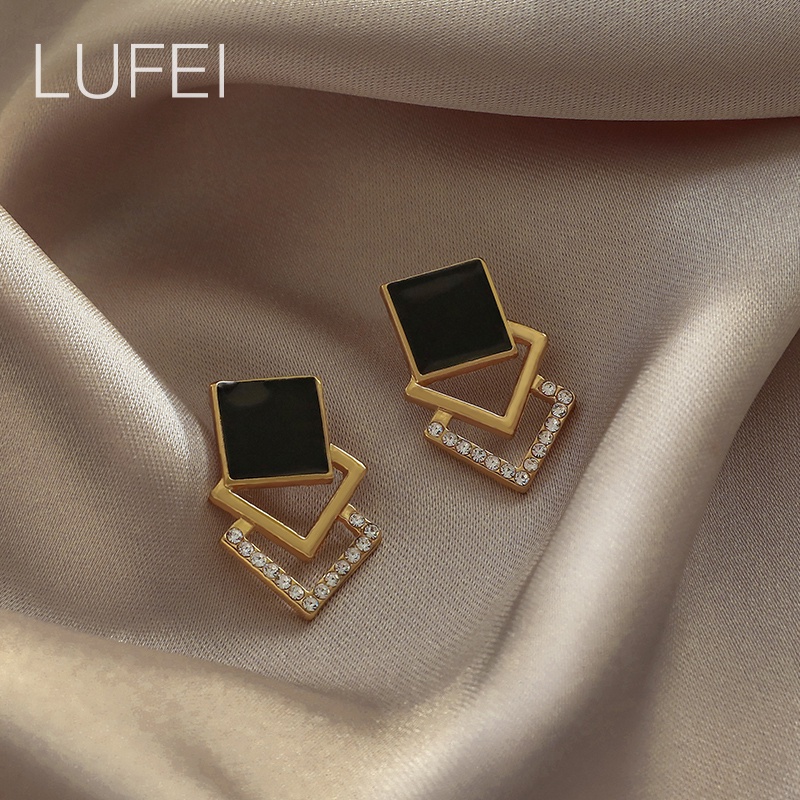 Anting Stud S925 Silver Needle Bentuk Geometris Gaya Korea Untuk Wanita