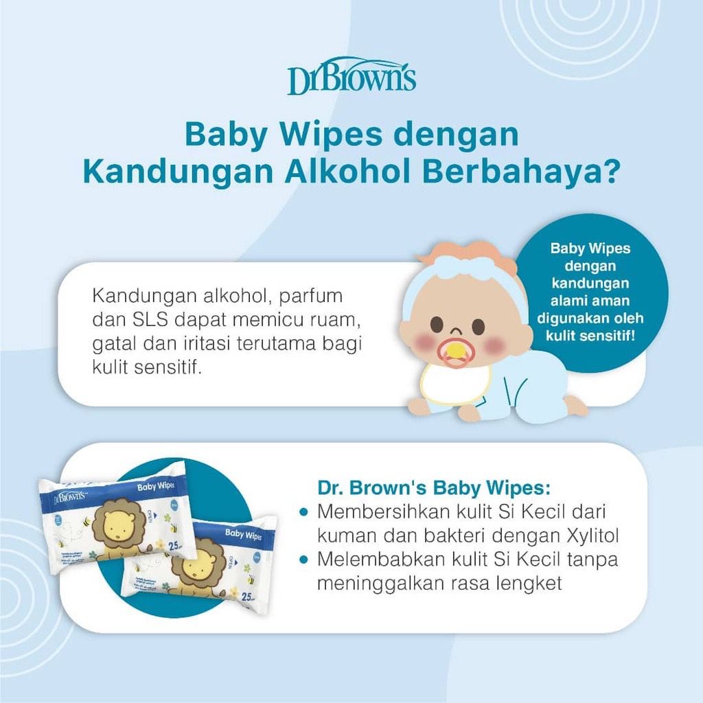 DR BROWNS Baby Wipes / Tissue Basah 4-Pack x 25's