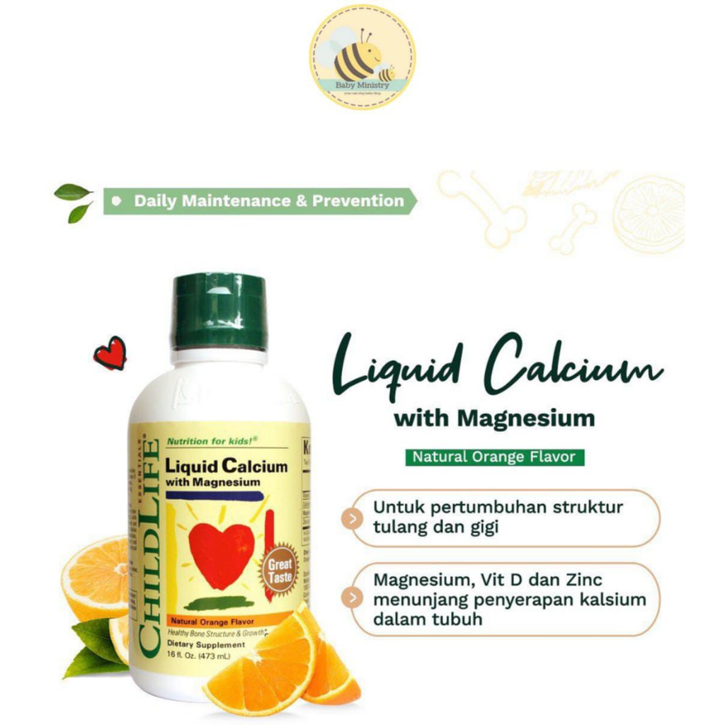 ChildLife Essential Liquid Calcium with Magnesim Natural Orange / childlife calcium / childlife multivitamin / vitamin anak - BPOM indonesia