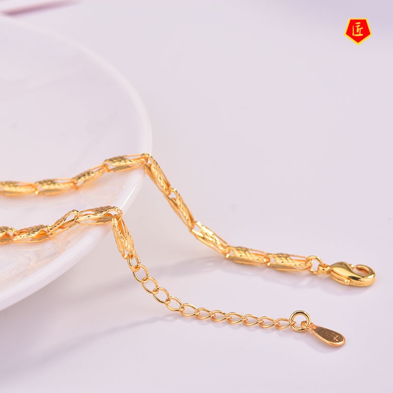 [Ready Stock]Geometric Carven Design Women's Gold Bracelet Temperament