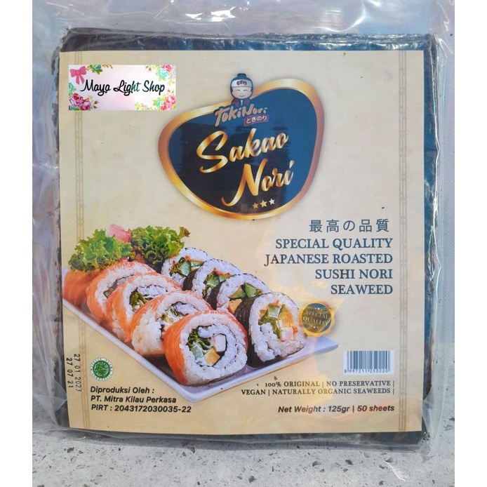 Paket bahan sushi nori 50 lembar + bambu sushi 1 halal rumput laut seaweed murah sakao nori