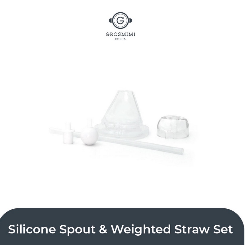 Grosmimi Silicone Spout &amp; Weighted Straw Set - Aksesoris Botol Minum Susu Anak Bayi Sedotan Pendulum