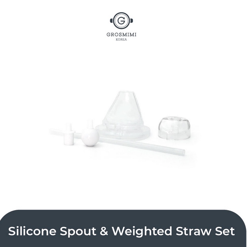 Grosmimi Silicone Spout &amp; Weighted Straw Set - Aksesoris Botol Minum Susu Anak Bayi Sedotan Pendulum