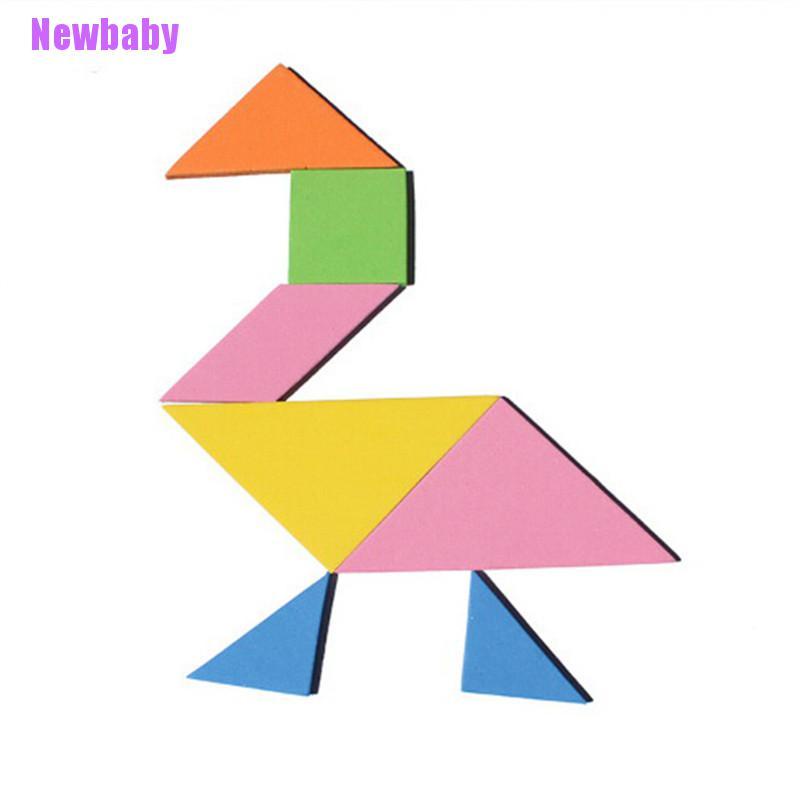 (Newbaby) 7pcs / Set Mainan Edukasi Puzzle Tangram Bahan Busa EVA Warna Pelangi Untuk Anak DIY