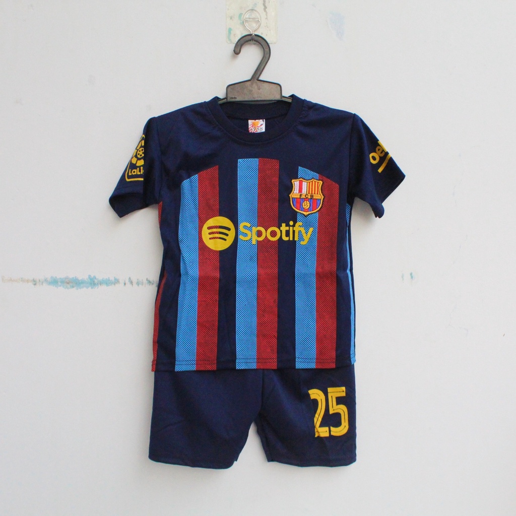 setelan baju bola barca-h/baju bola barca-a anak size 1-12thn/setelan baju bola narcelona