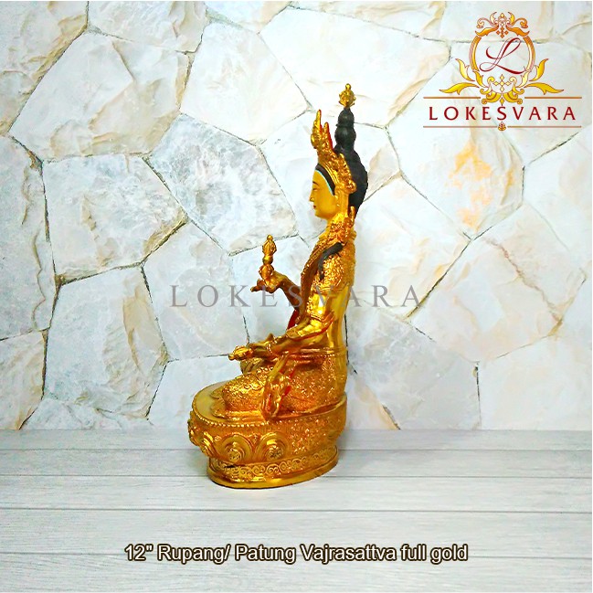 Patung Rupang Arca Logam Vajrasattva 12inch Full Gold