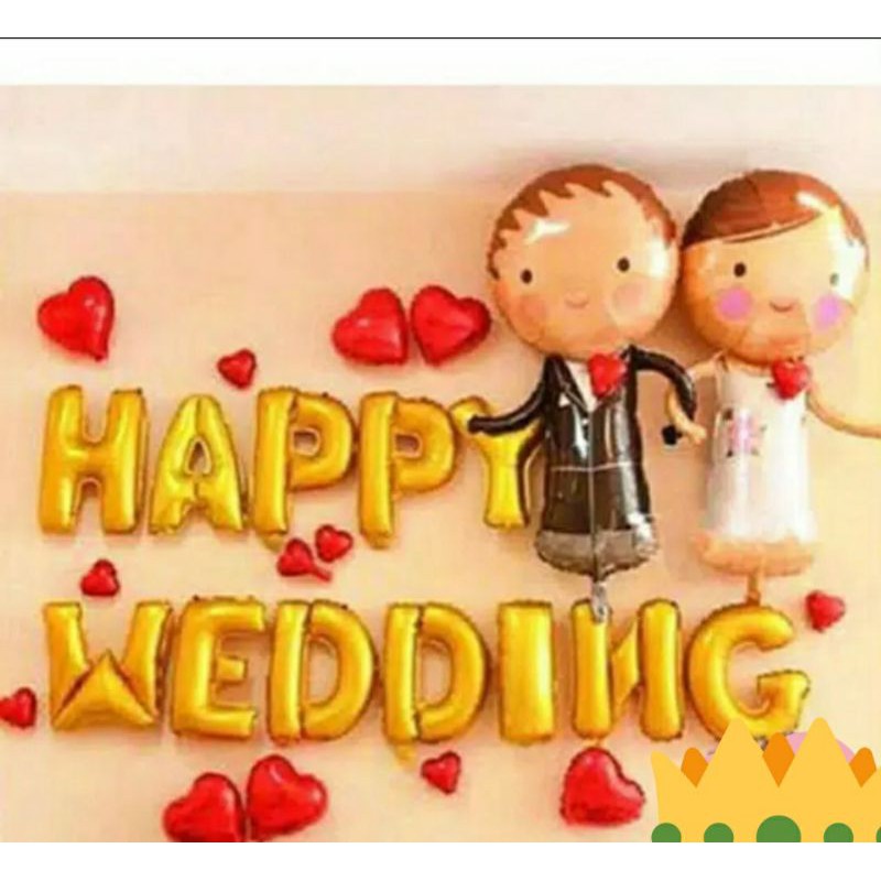 Balon foil happy wedding/dekorasi set pernikahan
