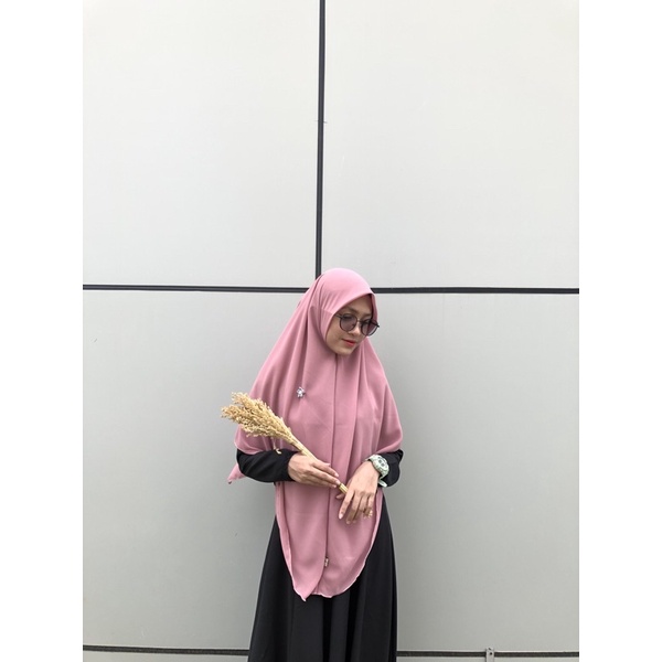 [COD] MALAYSIAN KHIMAR MATERIAL BABYDOLL ARMANY BY RURIHIJABSYARI-Dusty Pink