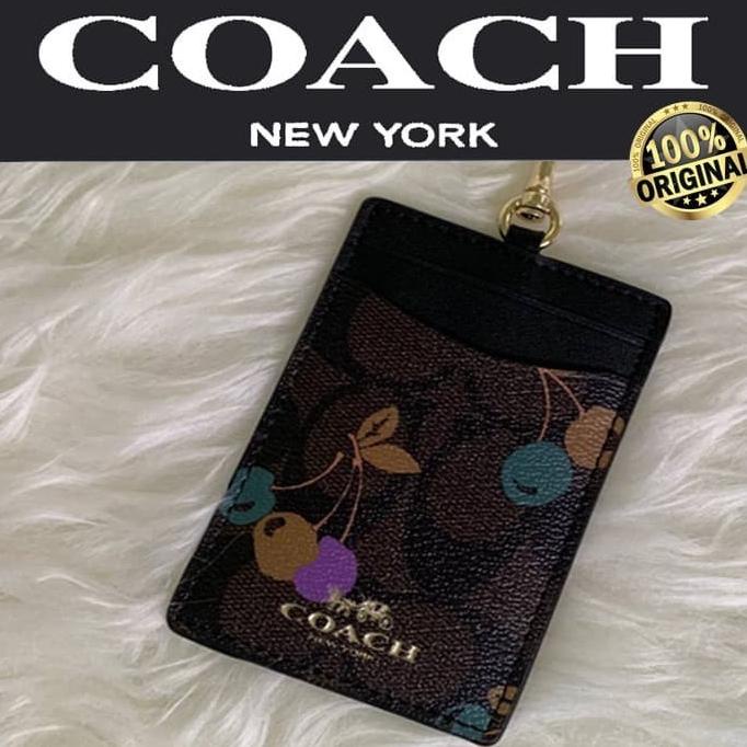 

Lanyard COACH ID LANYARD SIGNATURE CHERRY FRUIT CANVAS 100% ORIGINAL