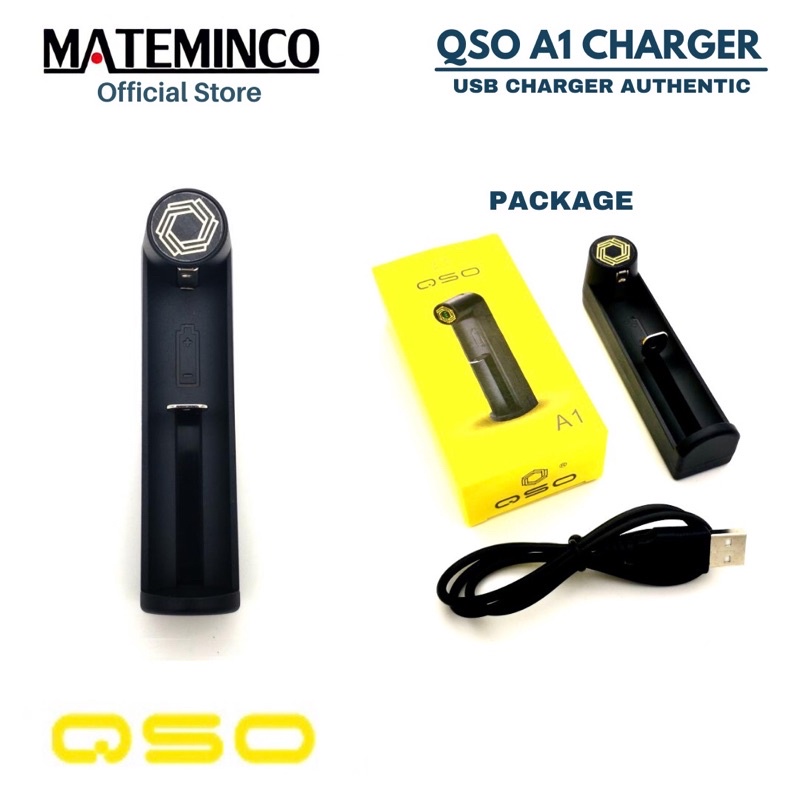 CHARGER QSO A1 SINGLE BATTERY 18650 21700 AUTHENTIC FAST CHARGING