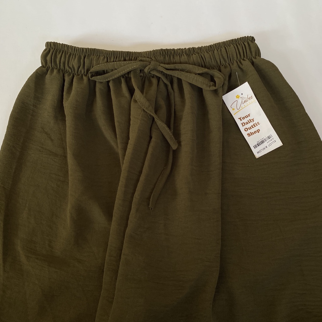 VIOLET HIGHWAIST LOOSE PANTS KULOT CRINCLE AIRFLOW-Army