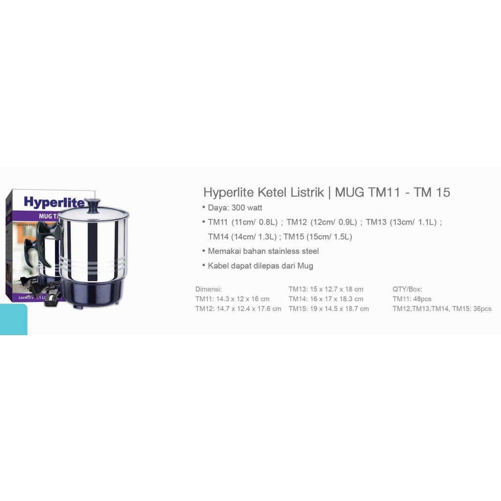 Mug Elektrik Hyperlite Mug Teko Listrik TM 11 12 13 14 15 Stainless TM11 TM12 TM13 TM14 TM15 Hyperlite Pemanas Air