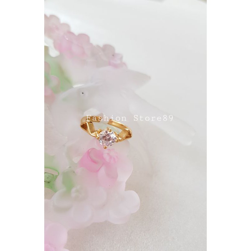 new cincin Titanium gold fashion permata putih cincin emas titanium model fashion Antikarat