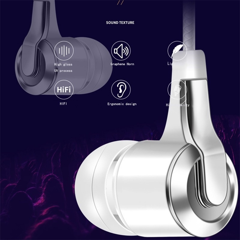 Xnyocn In-Ear HD Audio Headphones 3.5mm In-Ear 1.2M Kontrol Kabel Sports Headphones Headphones