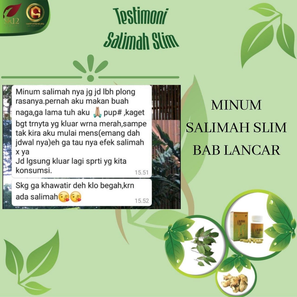 Flash Sale Salimah slim Sr12 Pelangsing alami Obat diet ampuh BPOM Penurun berat badan Menurunkan nafsu makan Melancarkan pencernaan Mengurangi kolestrol Membakar kalori lebih cepat Termurah Terlaris Original Cod Saudagarsr12