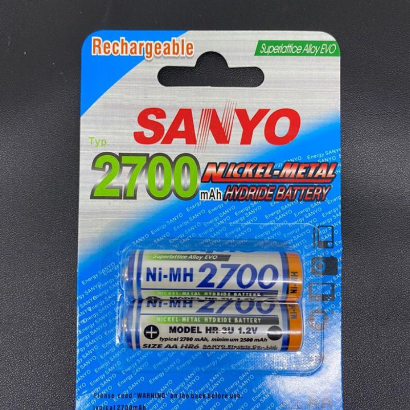 Baterai Charger Sanyo 2700mAh AA Batre Cas AA Batere Battery Recharger Batrei Batrai SANYO 2700MAh